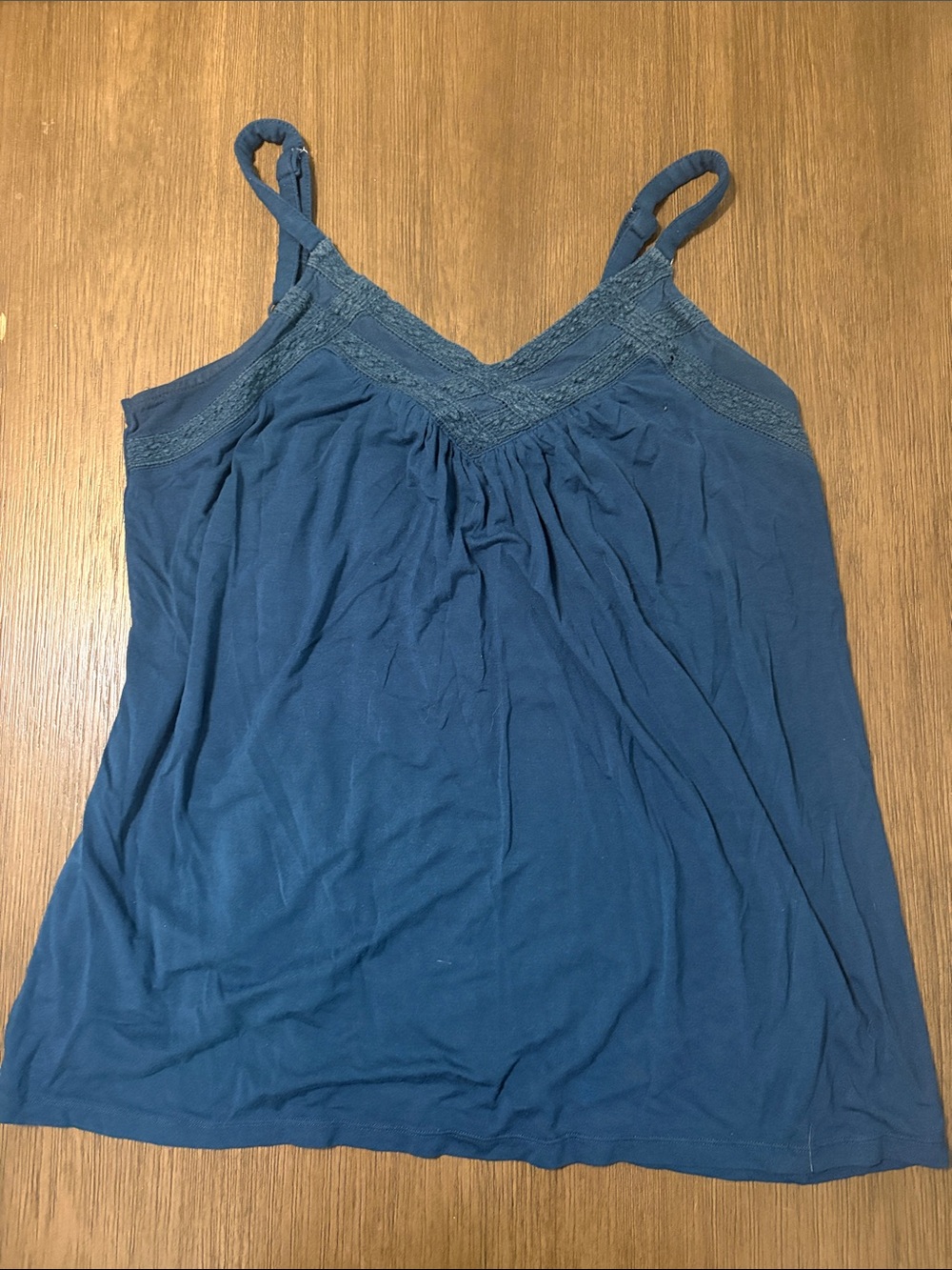 Women's Blue Lace-Trim Adjustable Strap Cami
